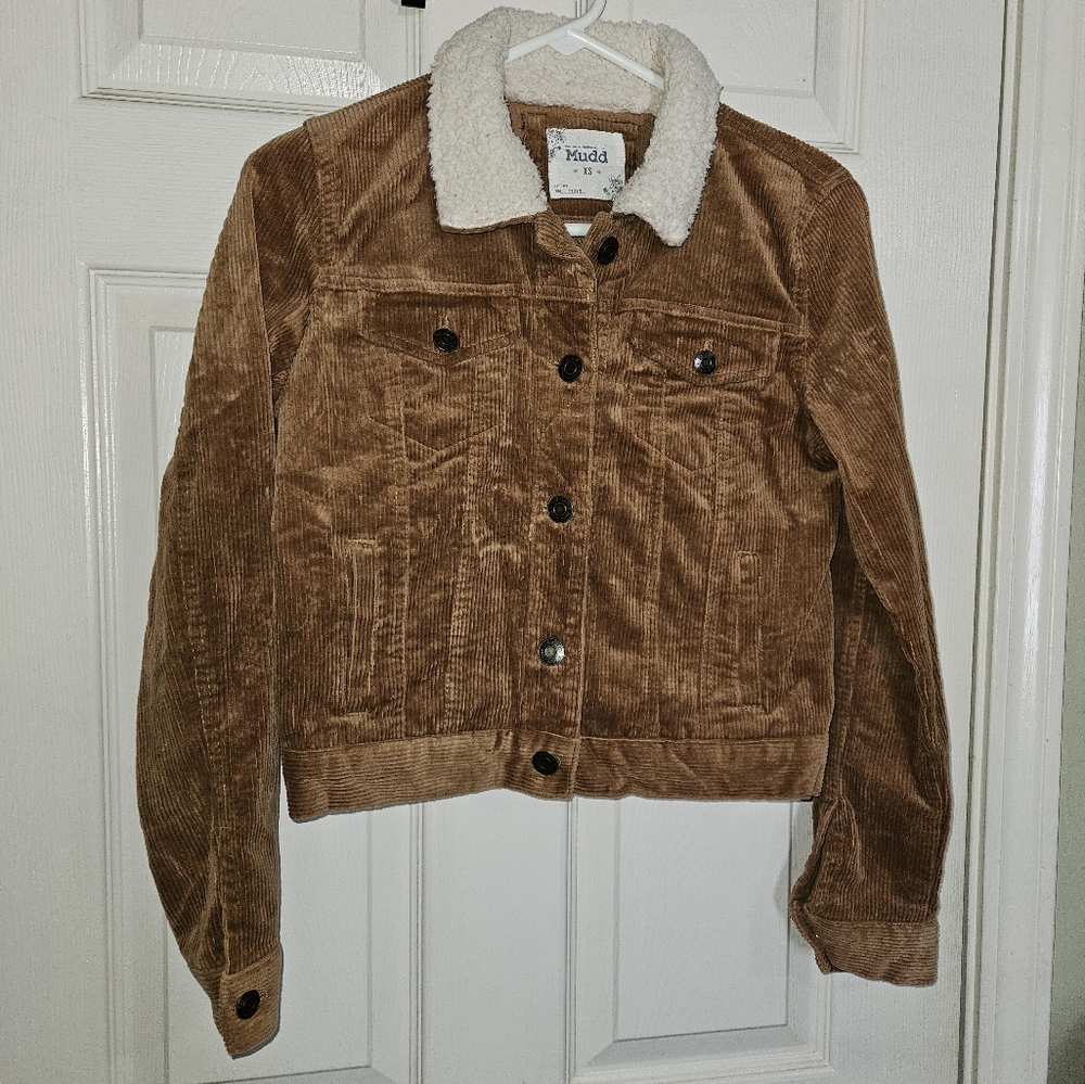 Mudd Tan Corduroy Jacket with Cream Sherpa Collar
